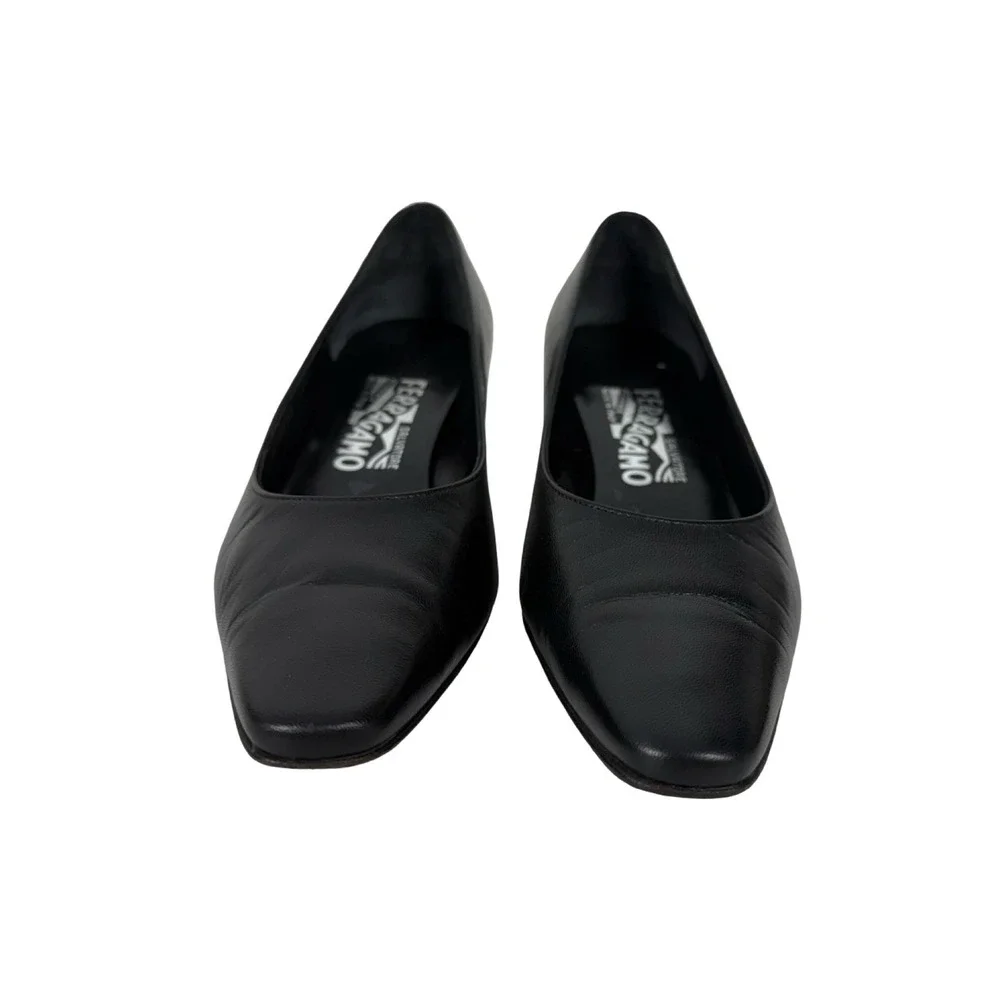 Salvatore Ferragamo Womens 6.5 B Pumps Heels Black Leather Made In Italy Casual